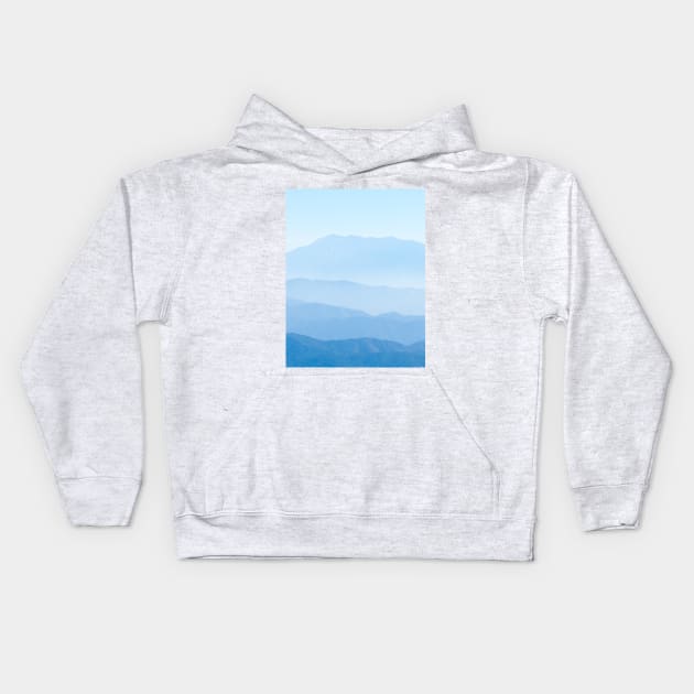 Blue ridge mountain, tiers of mountain ridges stretching into distance under blue sky Kids Hoodie by brians101